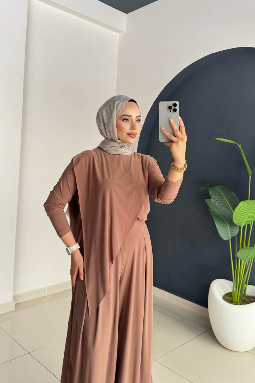 ASİMETRİK PANTOLONLU TAKIM 4214 CAMEL - 3