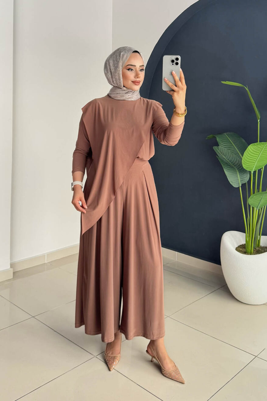 ASİMETRİK PANTOLONLU TAKIM 4214 CAMEL - 2