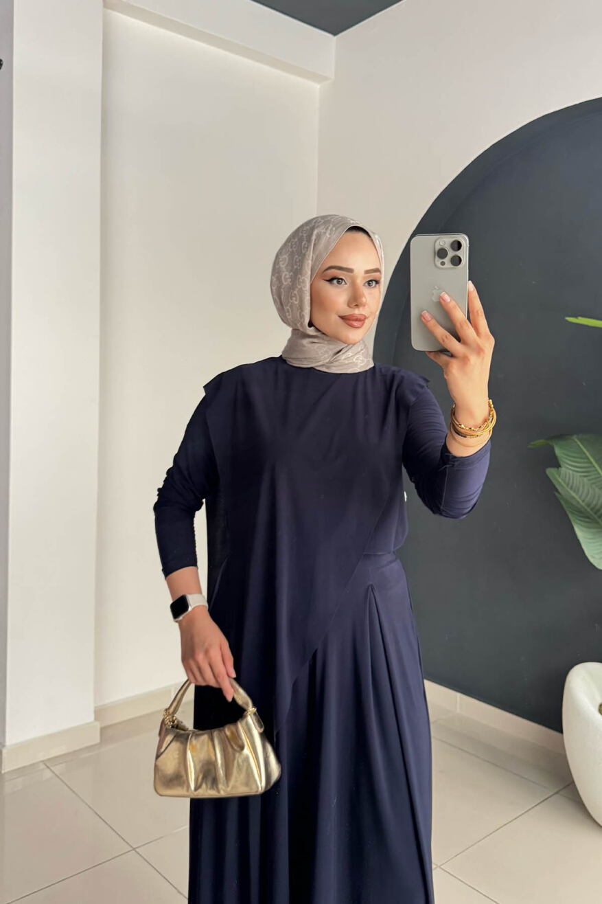 ASİMETRİK PANTOLONLU TAKIM 4214 LACİVERT - 4