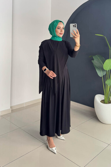 ASİMETRİK PANTOLONLU TAKIM 4214 SİYAH 