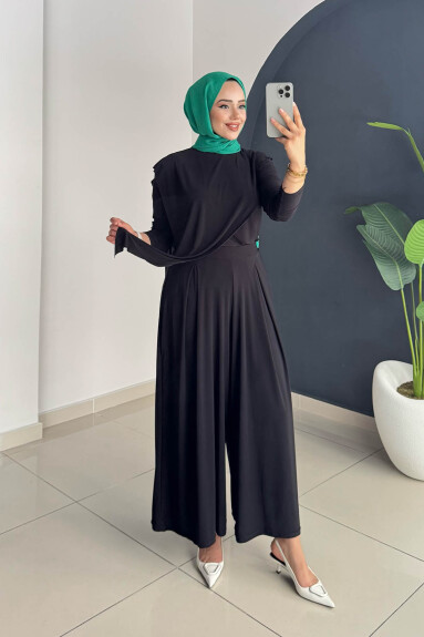 ASİMETRİK PANTOLONLU TAKIM 4214 SİYAH - 3