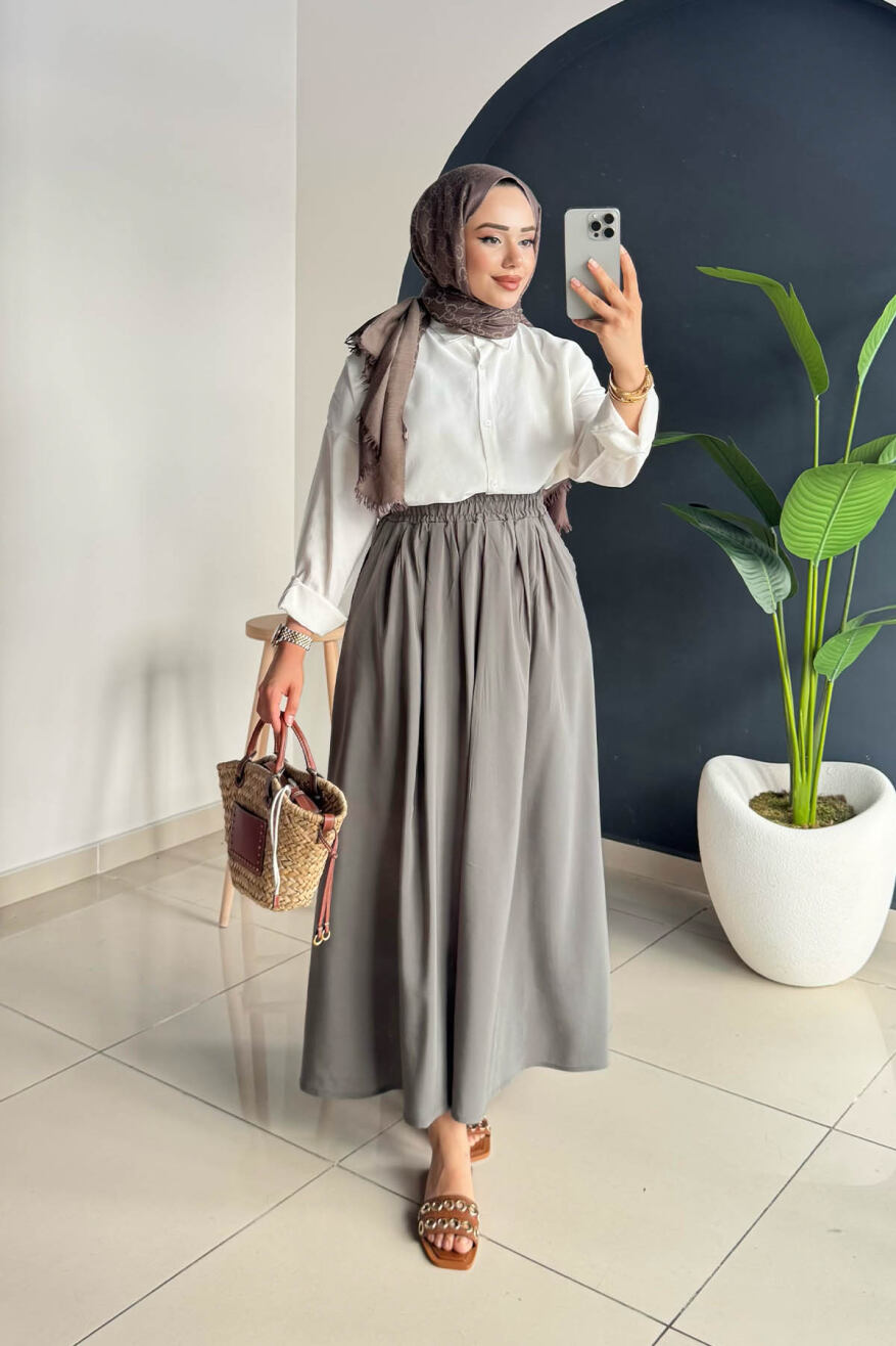 Beli Lastikli Cepli Etek 8821 Haki - 1