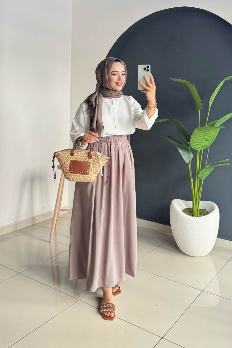 Beli Lastikli Cepli Etek 8821 Vizon - 1