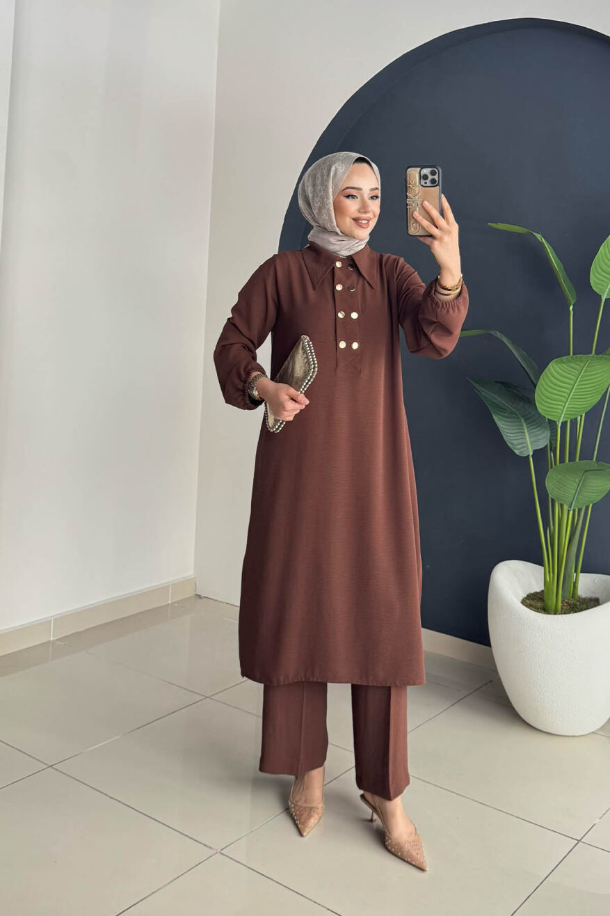 ÇIT ÇIT DÜĞMELİ TAKIM 1005 KAHVE - 1