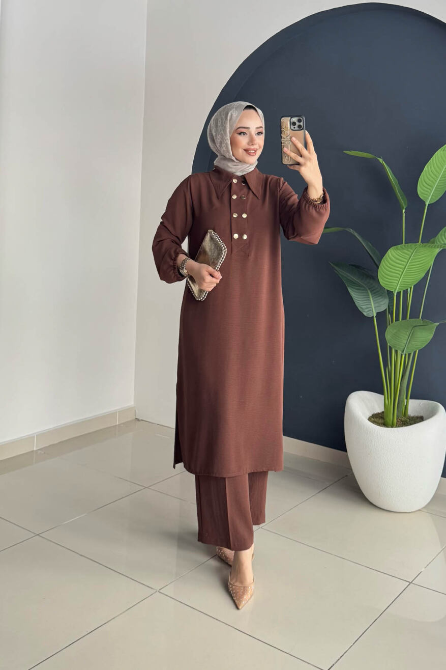ÇIT ÇIT DÜĞMELİ TAKIM 1005 KAHVE - 2