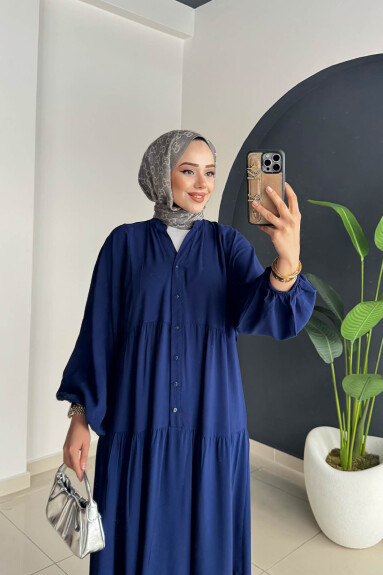 Düz Kat Kat Elbise 2061 Lacivert 