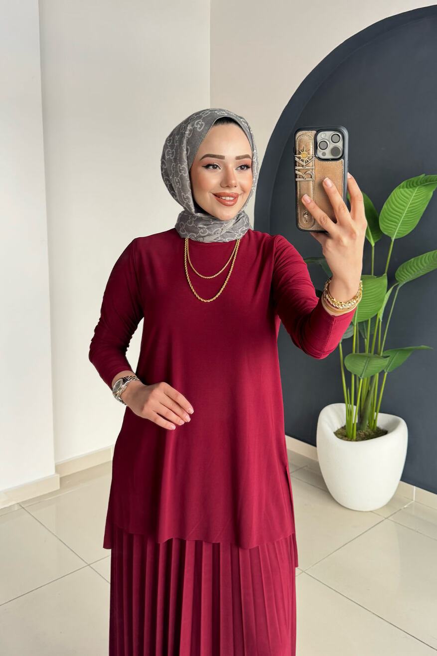 Eteği Piliseli Takım 4125 Bordo - 3