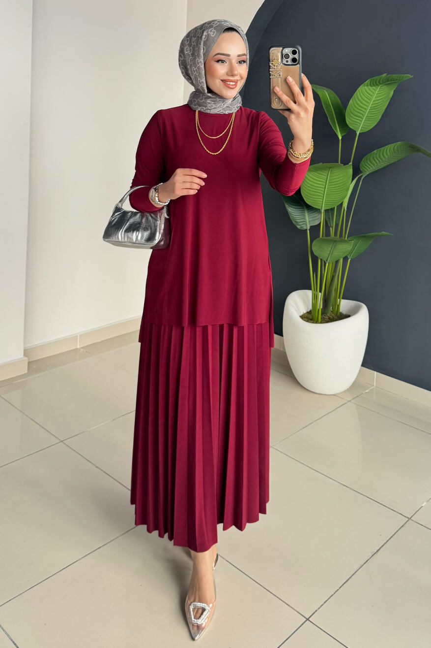Eteği Piliseli Takım 4125 Bordo - 1