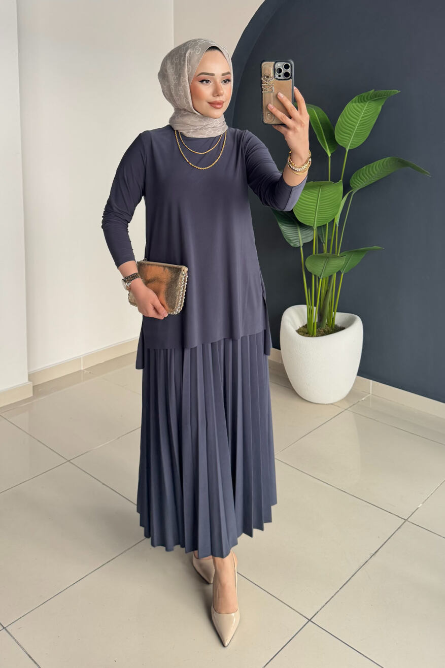Eteği Piliseli Takım 4125 Antrasit - 1