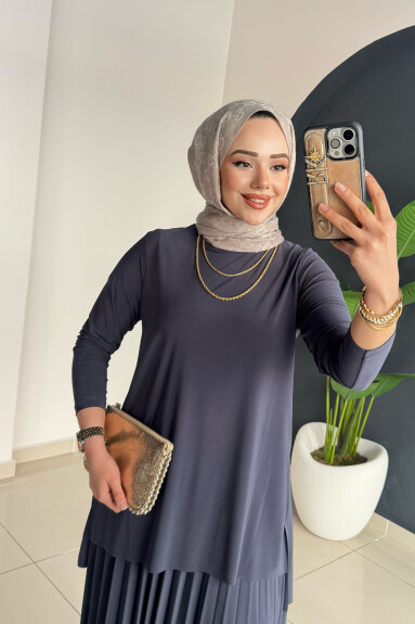 Eteği Piliseli Takım 4125 Antrasit - 4