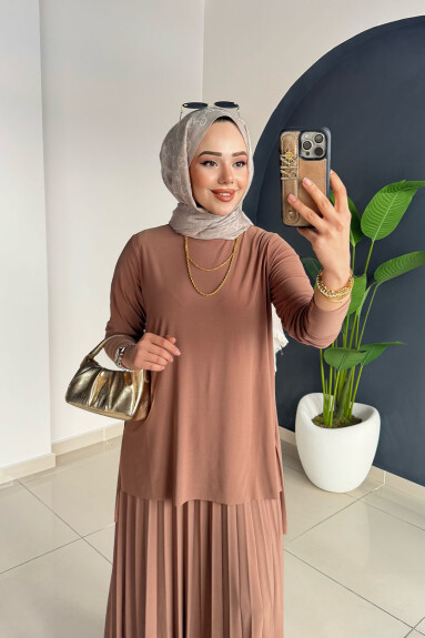 Eteği Piliseli Takım 4125 Açık Kahve - 3