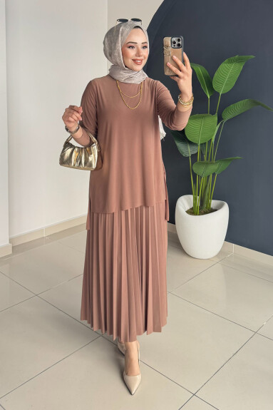 Eteği Piliseli Takım 4125 Açık Kahve - 2