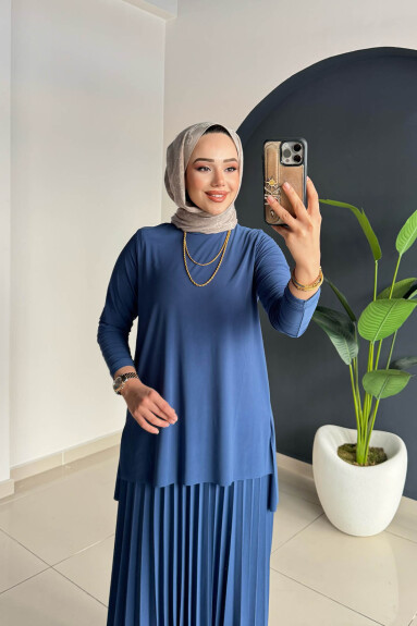 Eteği Piliseli Takım 4125 İndigo - 2