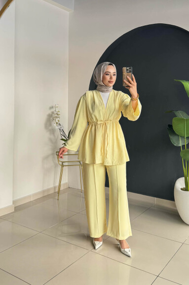 TAŞLI KİMONOLU TAKIM 8022 SARI 