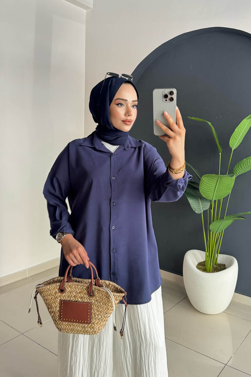 TENCEL GÖMLEK 5195 LACİVERT - 1