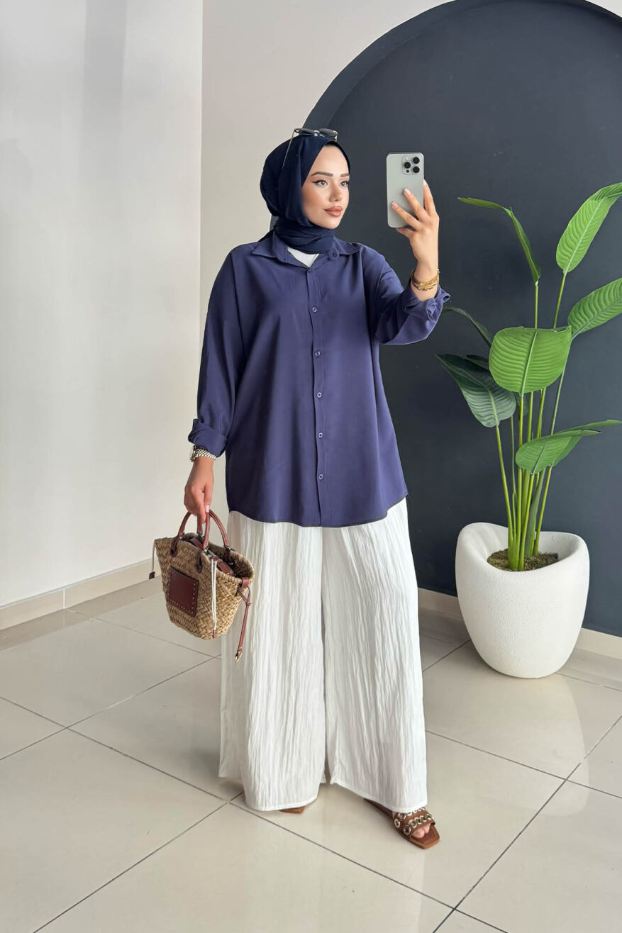 TENCEL GÖMLEK 5195 LACİVERT - 3