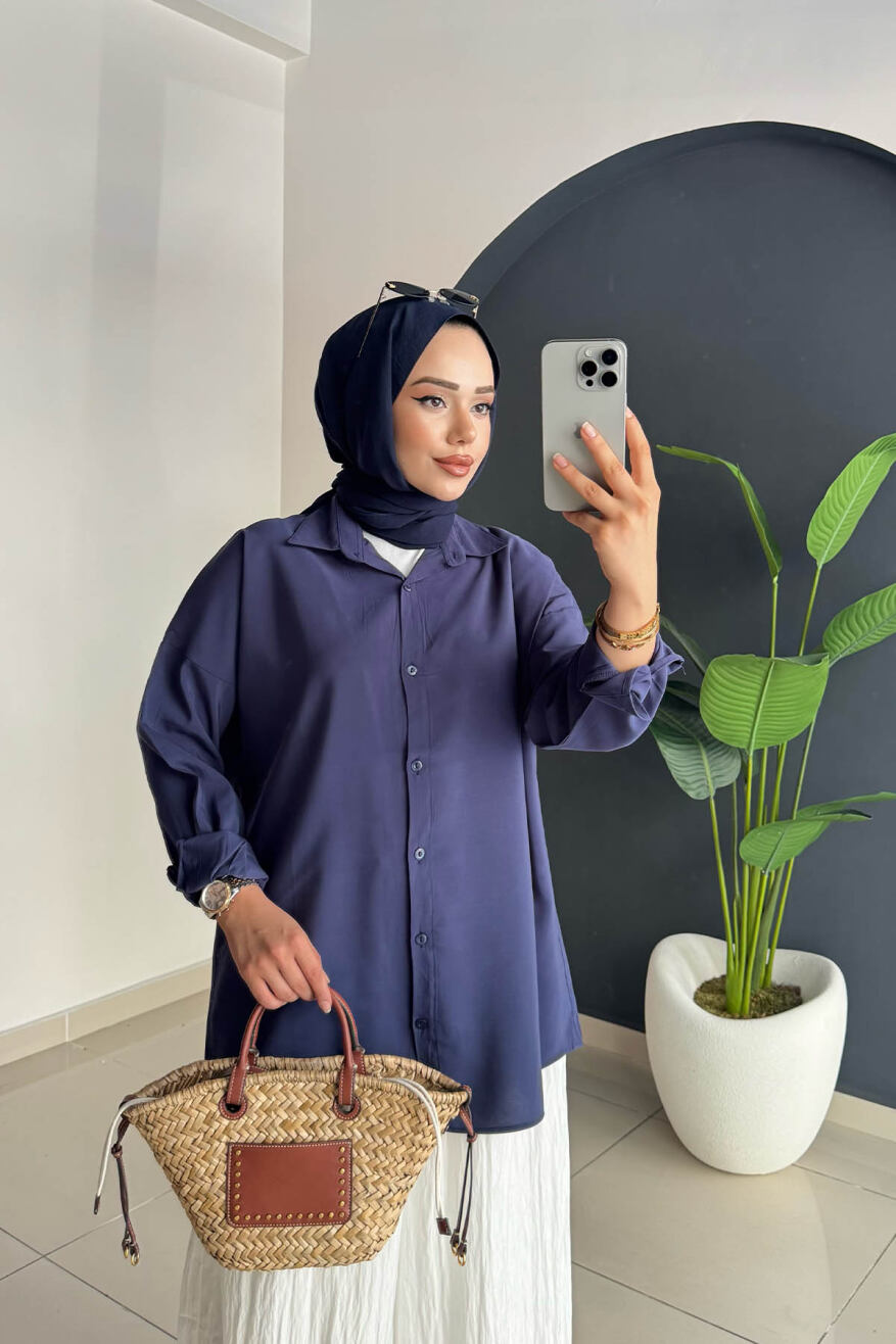 TENCEL GÖMLEK 5195 LACİVERT - 2