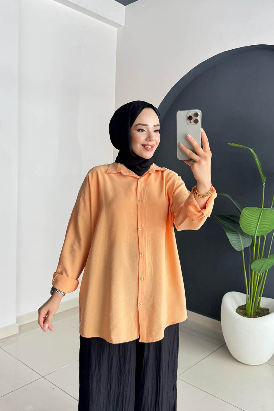 TENCEL GÖMLEK 5195 TURUNCU - 3