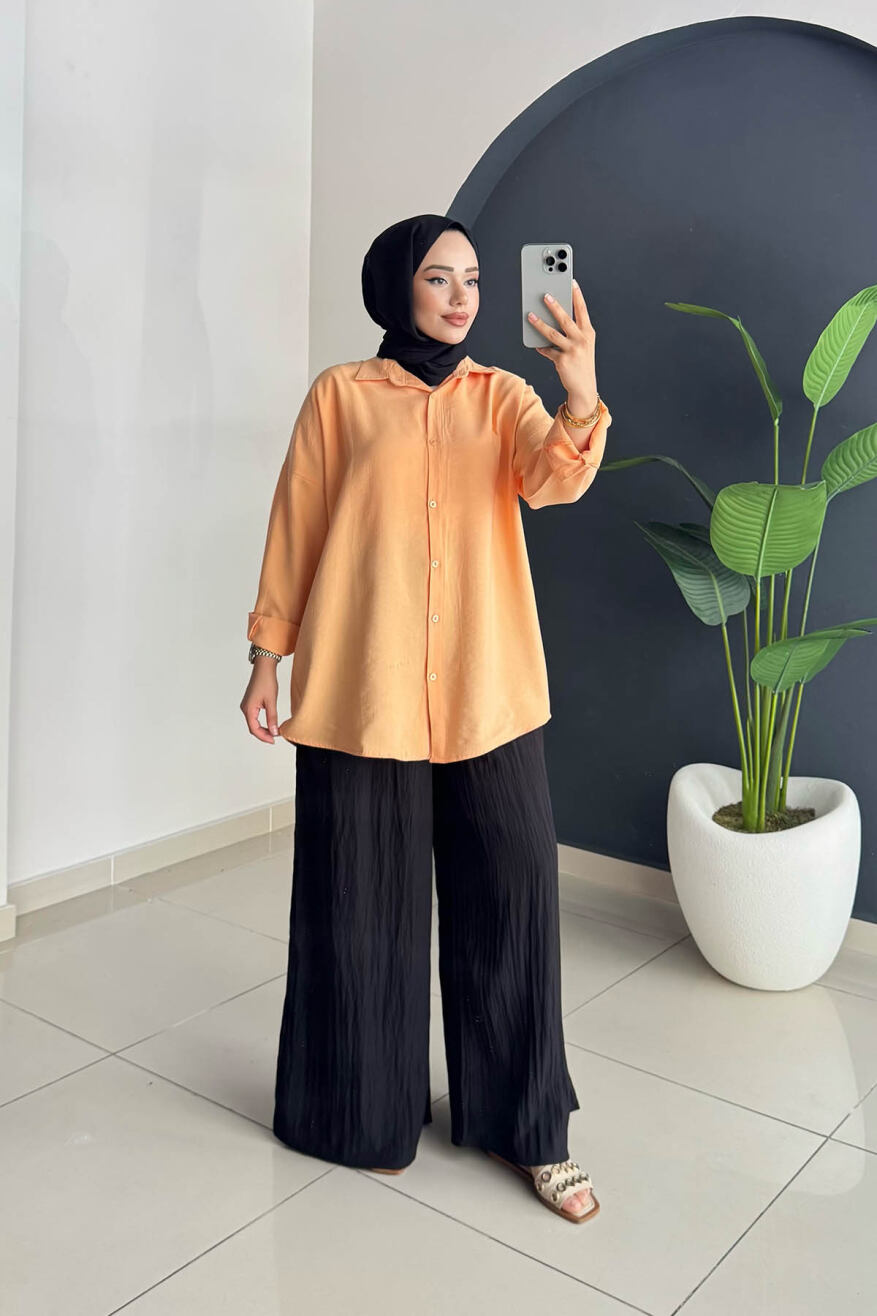 TENCEL GÖMLEK 5195 TURUNCU - 4
