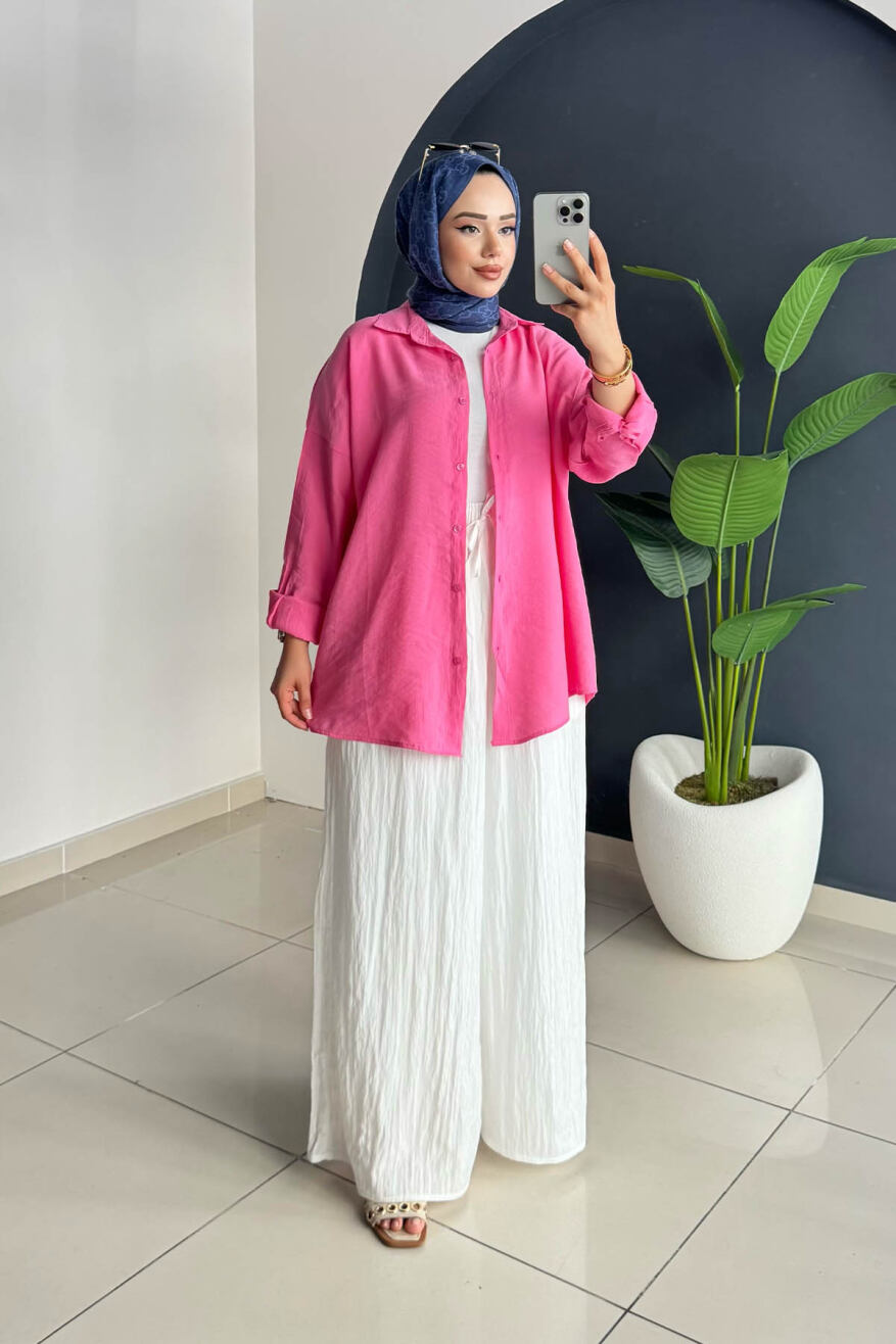 TENCEL GÖMLEK 5195 PEMBE - 1