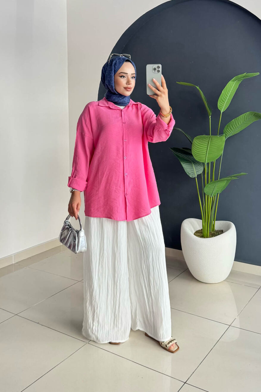TENCEL GÖMLEK 5195 PEMBE - 2
