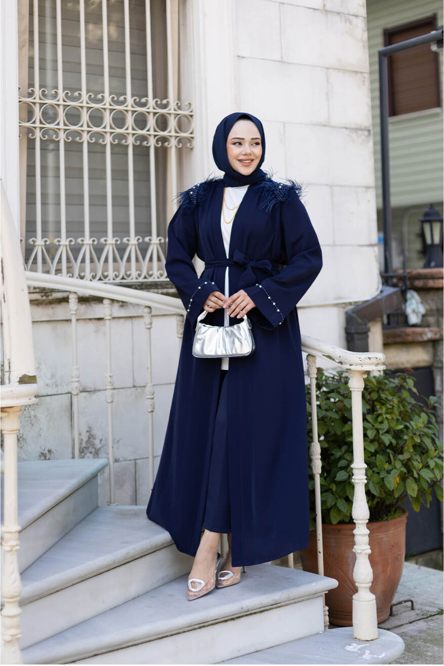 Tüylü Krep Abaya 1001 Lacivet - 2
