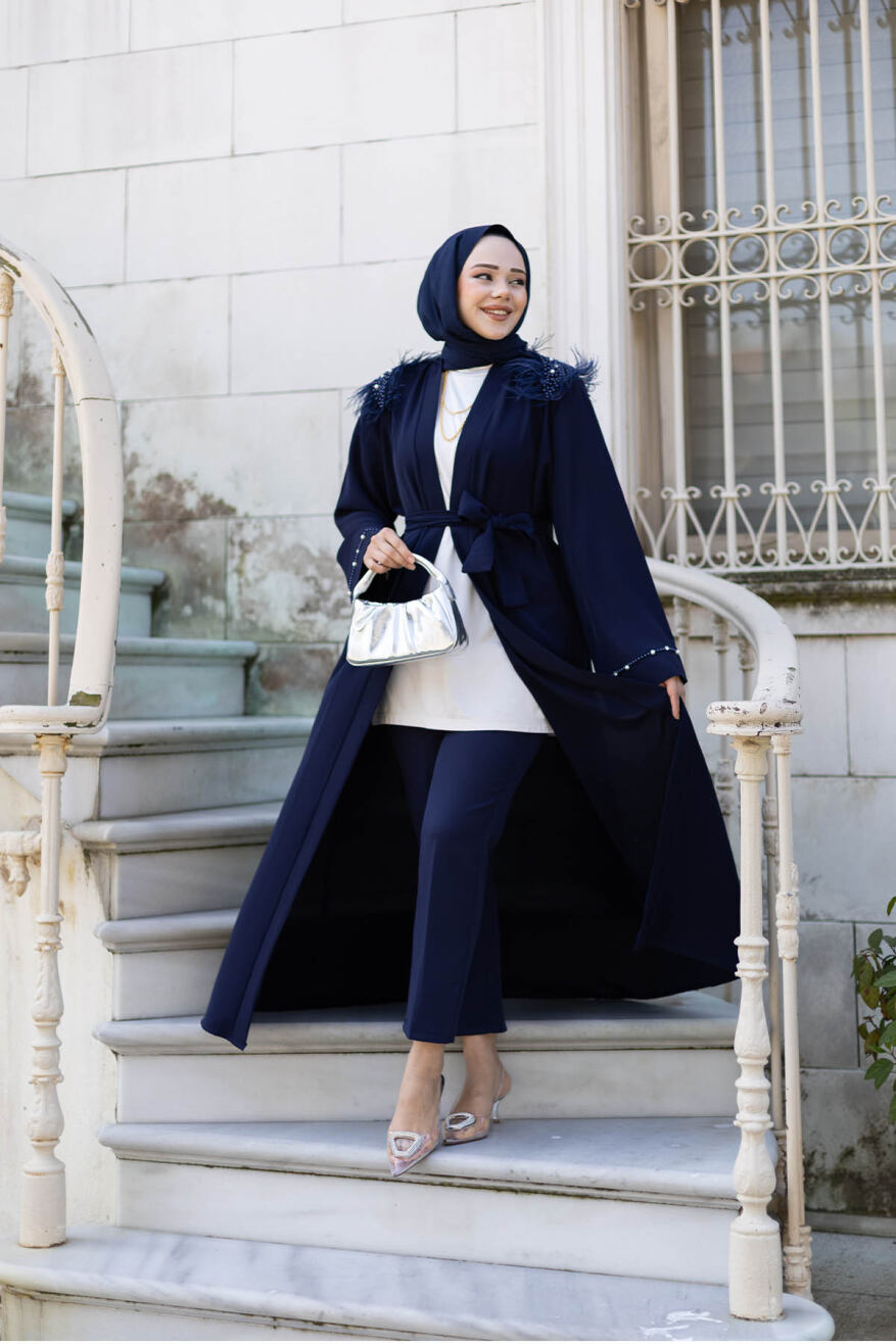 Tüylü Krep Abaya 1001 Lacivet - 1