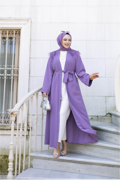 Tüylü Krep Abaya 1001 Lila 