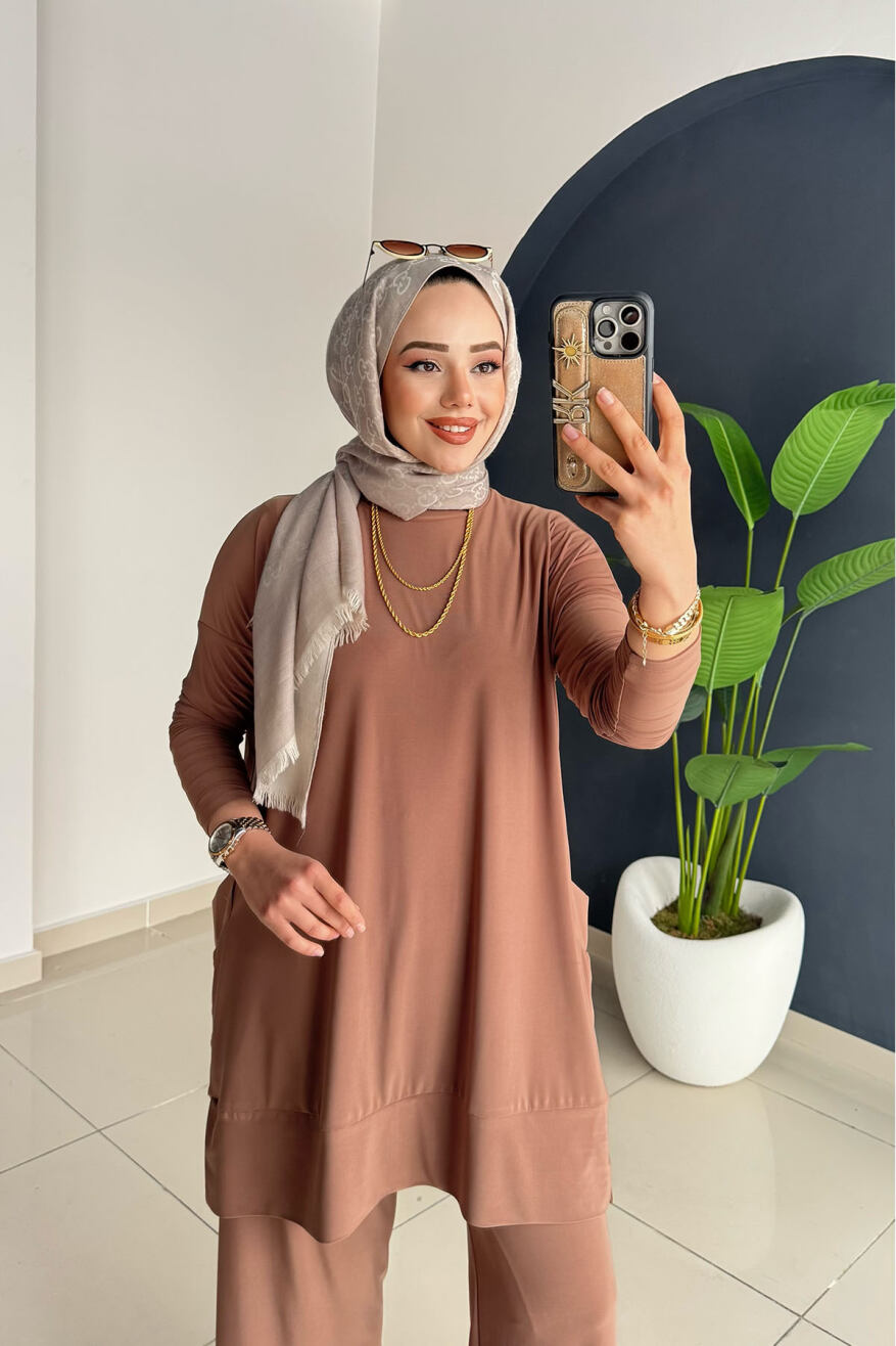 Yanları Cepli Takım 5015 Açık Kahve - 3
