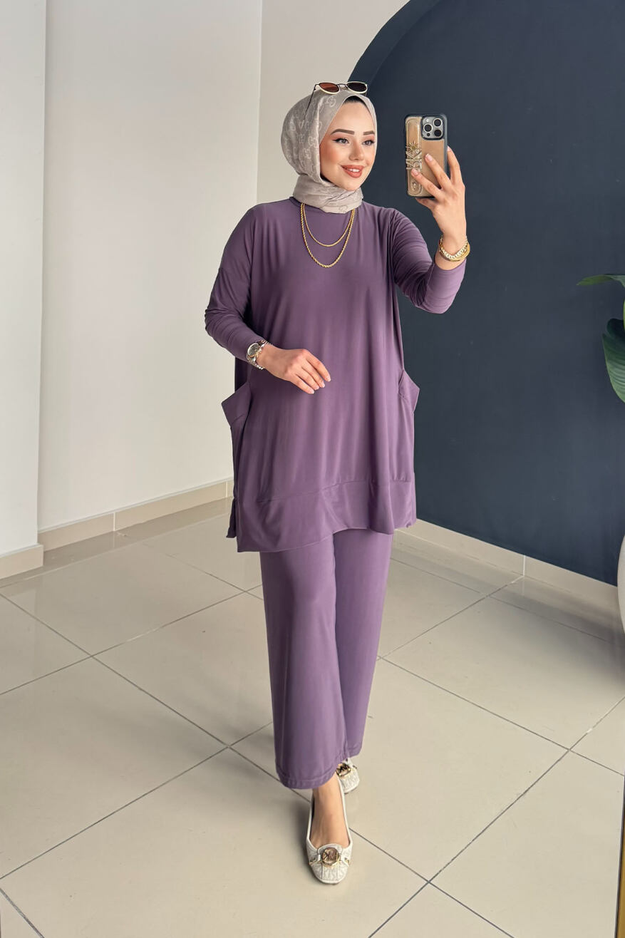 Yanları Cepli Takım 5015 Lila - 1