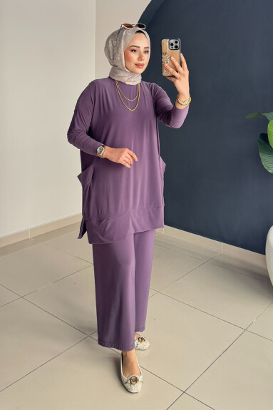 Yanları Cepli Takım 5015 Lila - 2